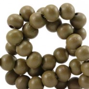 Houten Kralen Rond 6mm Dark olive green